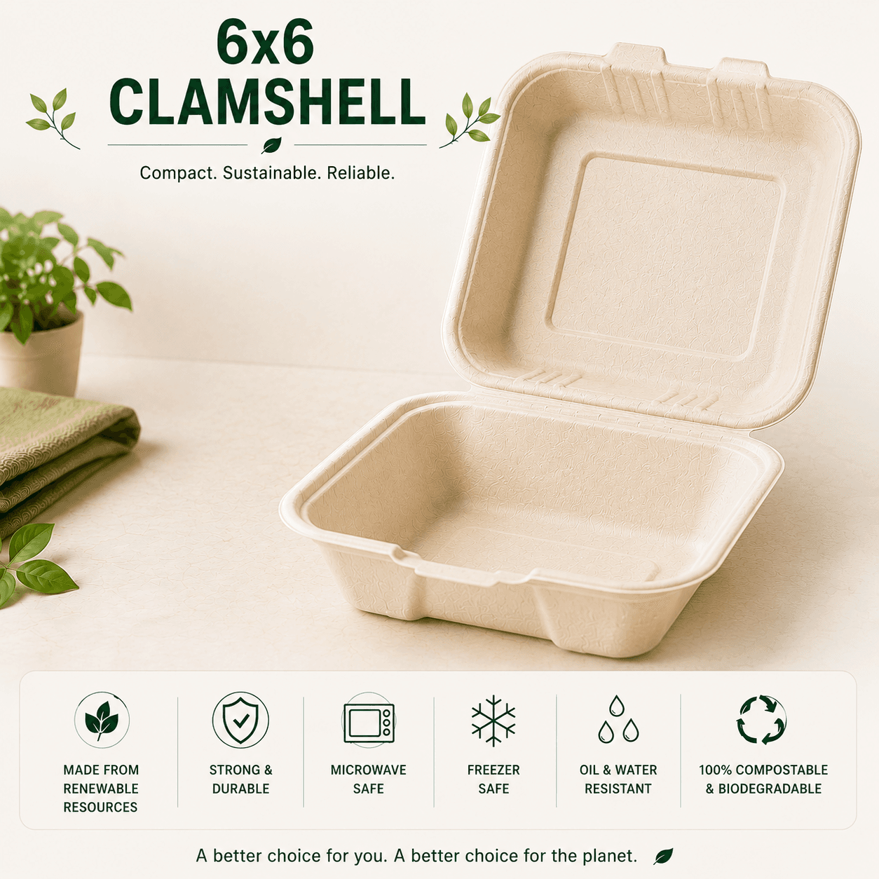 6 x 6 Clamshell