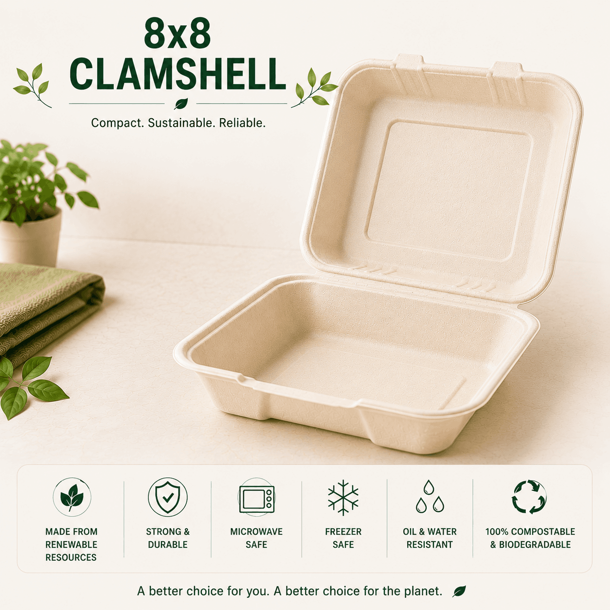 8 x 8 Clamshell