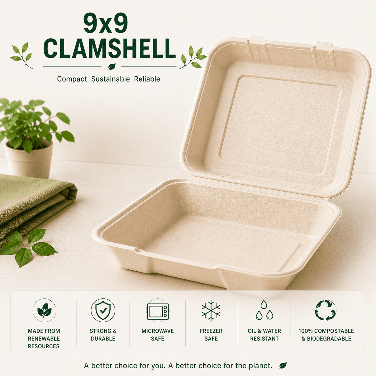 9 x 9 Clamshell