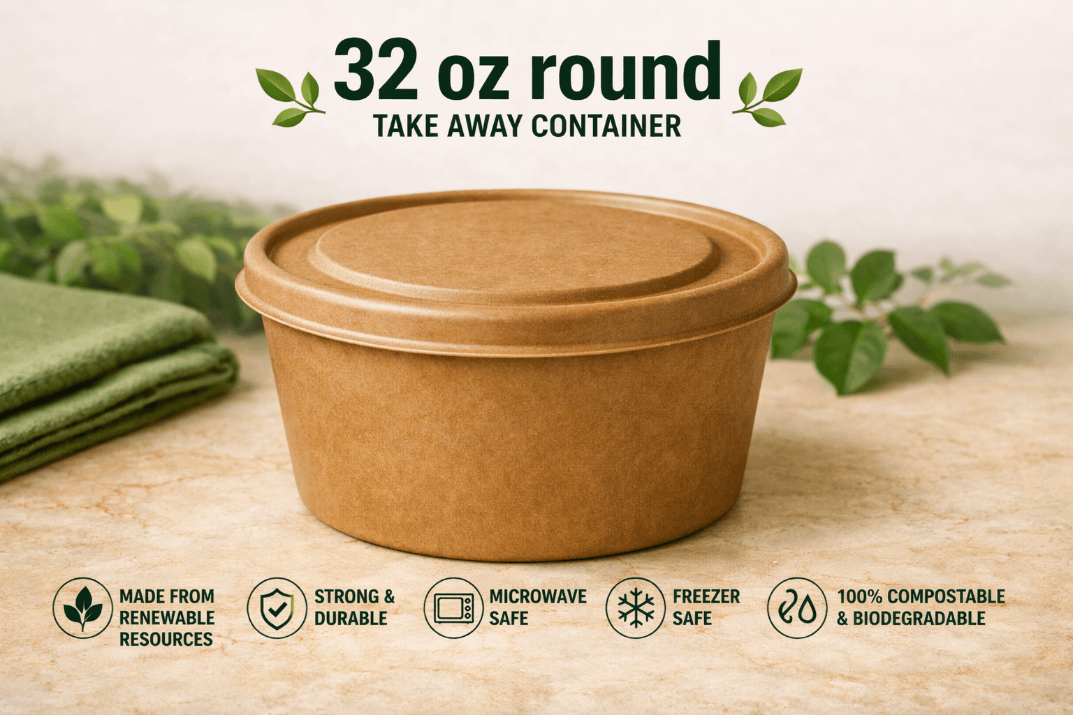 32 Oz (1000 ML) Bowl with Antileak lids